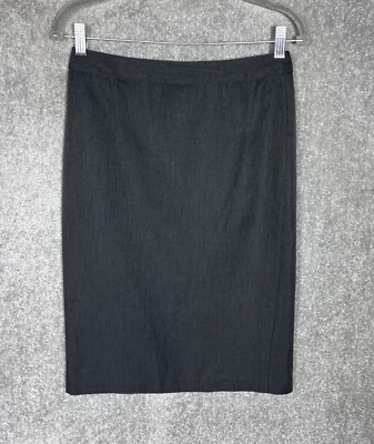 Regeneration by Cintas Midi Skirt Womens Size 2 Gray Polyester Lined Back Vent