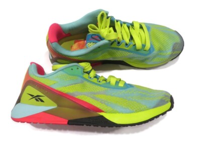 Reebok Nano X1 Grit Women's Training Shoes Sneakers Runners Fluro Green Blue 8