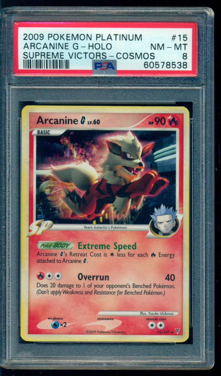 2009 Pokemon Supreme Victors #15 Arcanine G cosmos Holo PSA 8 NM-MT