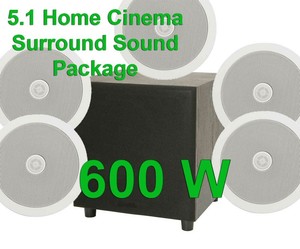 5 1 Surround Sound Home Cinema Ceiling Speakers Active Sub Bass