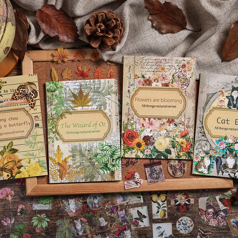 Vintage Blumen Schmetterling PET Aufkleber Tagebuch Journal Planer 20 Blatt Collage - Bild 3 von 4