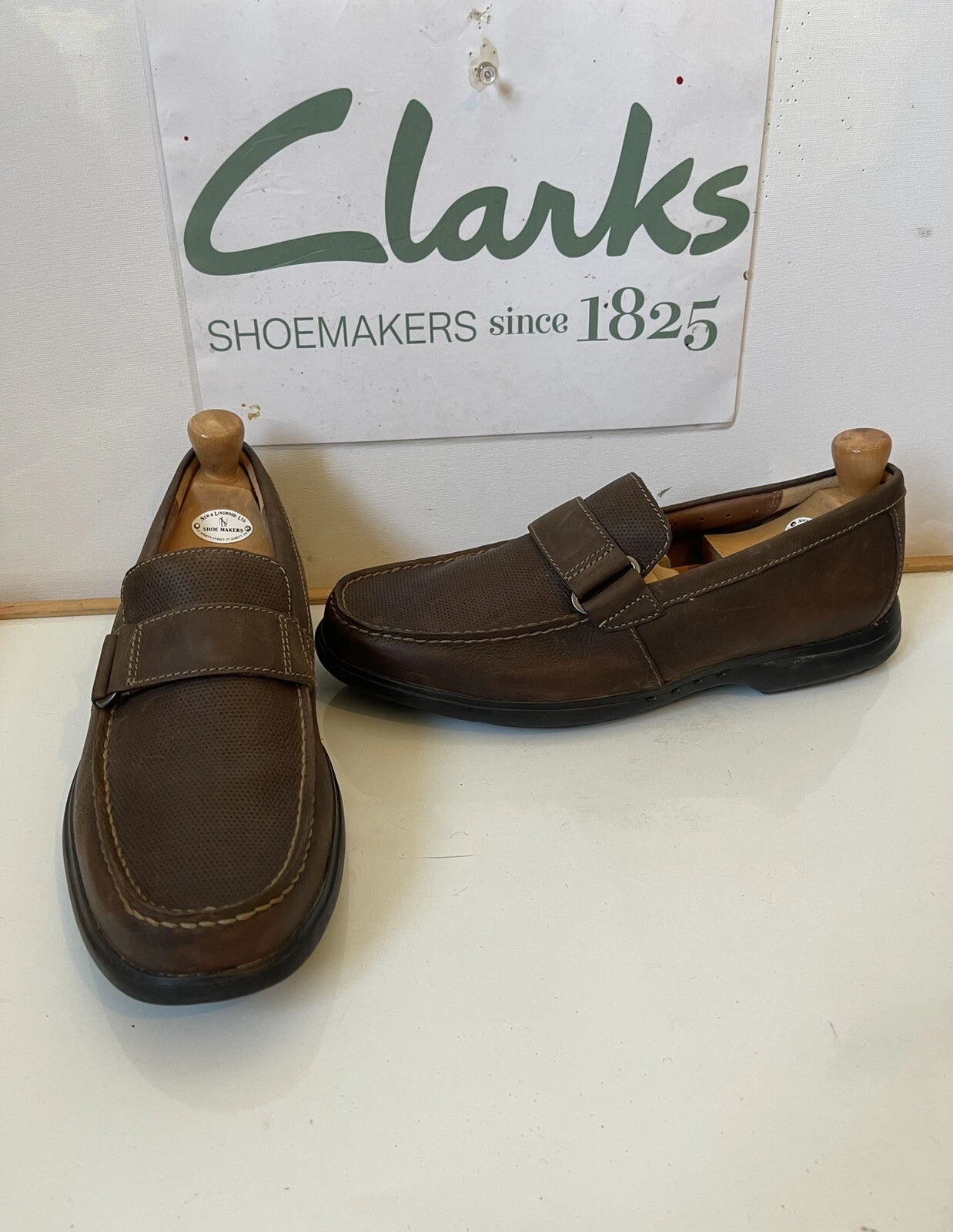 Scarpe mocassino Clarks destrutturate comode in pelle taglia UK 9 EU 43 colore marrone