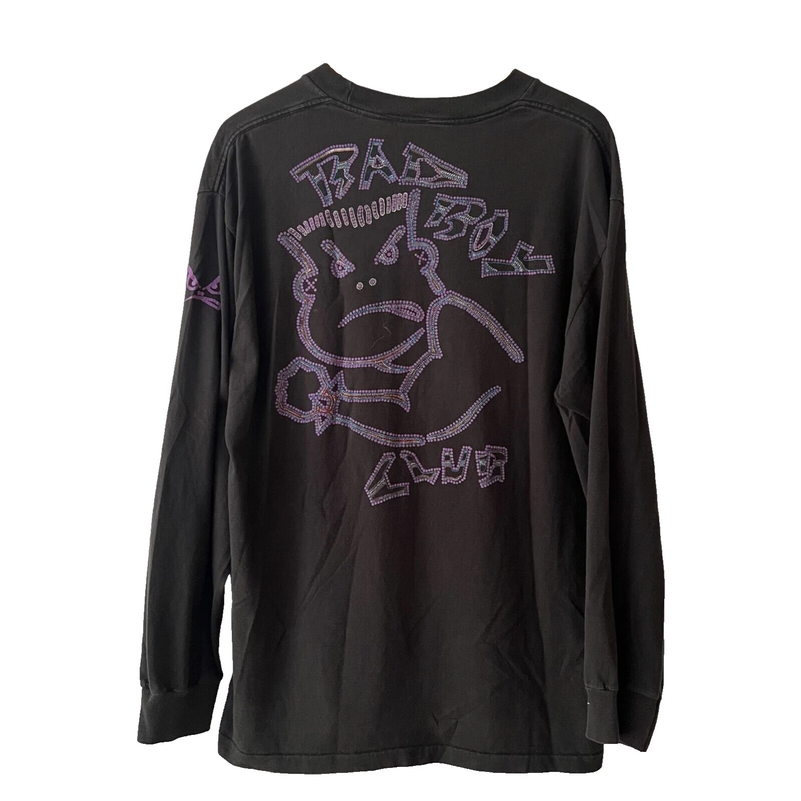 Long Sleeve Black 1990s Vintage T-Shirts for Men