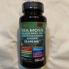 Sea Moss Black Seed Oil,Ashwagandha Turmeric Ginger 16 in 1 Multivitamin 10/26