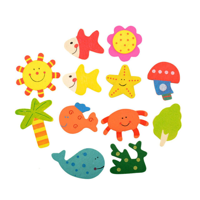 12Pcs/Pack Baby Kids Wooden Cartoon Animal Fridge Magnet Child Educational Toys 12Pcs/Pack Baby Kids Wooden Cartoon Animal Fridge Magnet Child Educational Toys