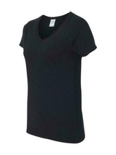 Gildan Heavy Cotton Women's V-Neck T-Shirt - 5V00L Black Small Tee Shirt NWT