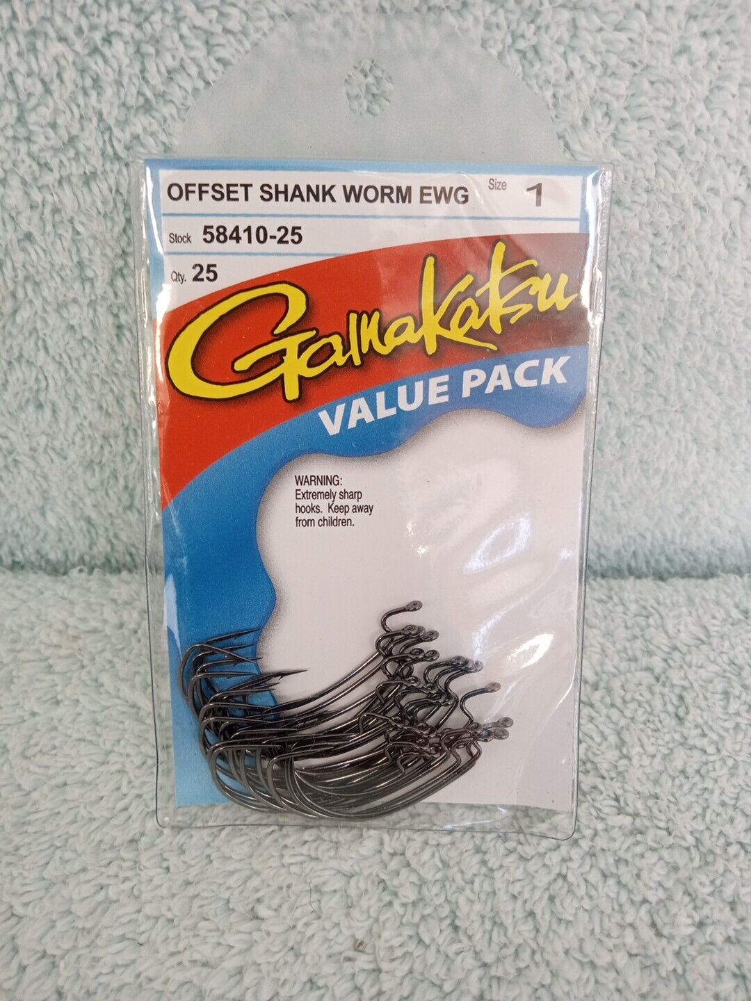 Gamakatsu 25 Pack EWG Offset Worm Hook 1 Black for sale online