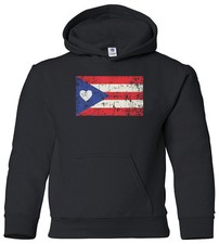 Puerto Rico Flag With Heart Youth Hoodie Sweatshirt Proud Puerto Rican Gift