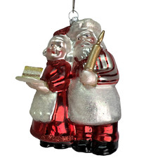 Mr. and Mrs. Santa Claus Baking Glass Christmas Ornament