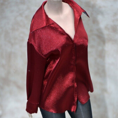 Fashion 1:6 Scale Wine Red Ice Silk Shirt Top Clothes for Female 12'' Figure
