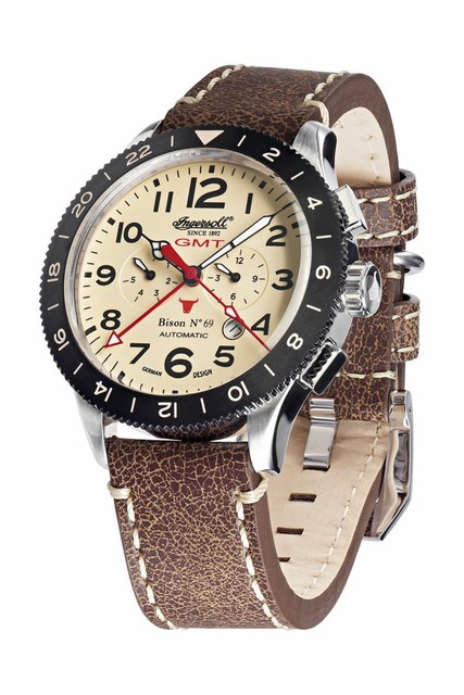 Ingersoll Bison No.69 - GMT Automatic Lederband IN3224CR | Acquisti Online  su eBay