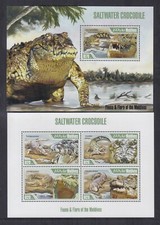 Maldives - MUH Set of 2 mini sheets - 2013 Saltwater Crocodile
