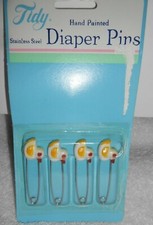 4-TIDY Vintage Baby Diaper Safety Pins for Cloth Diapers Colorful DUCKS Sealed