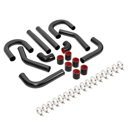 2.5" 63mm Universal Aluminum Turbo Intercooler Pipe Kit + Hose + Clamp Black - Picture 2 of 18