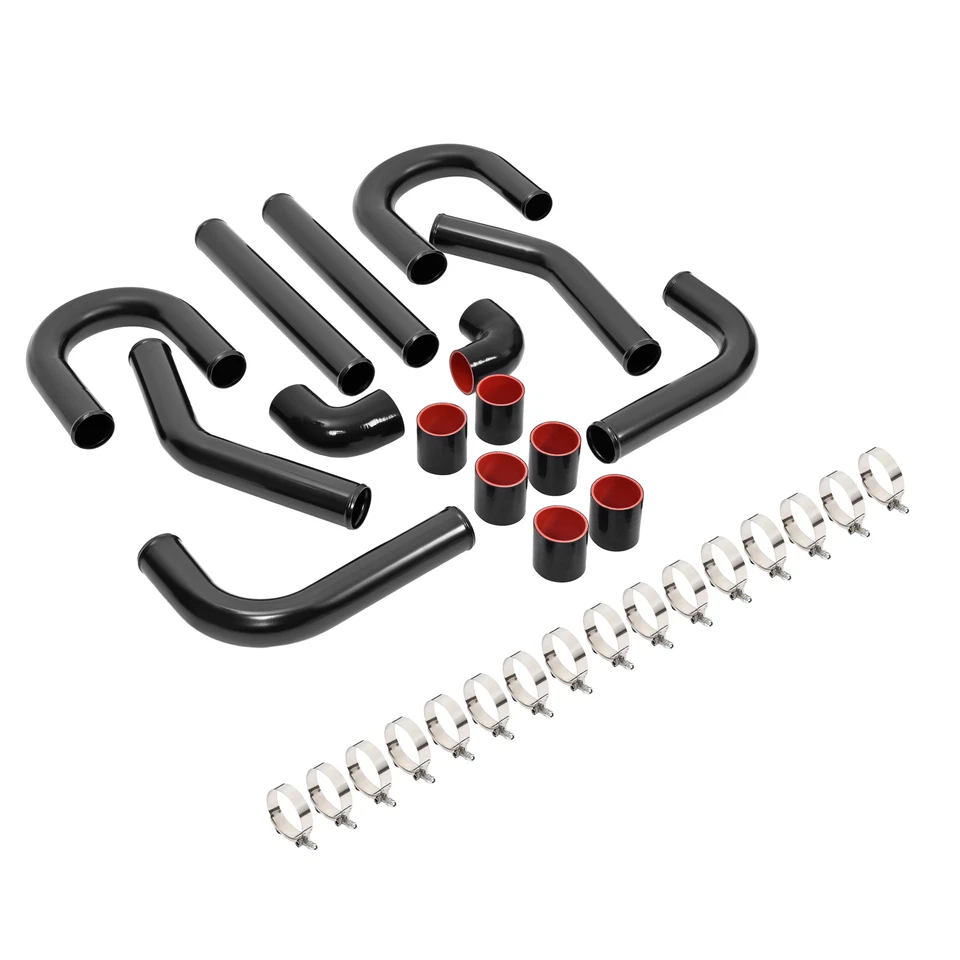 Kit de tubo intercooler turbo universal de aluminio de 2,5" 63 mm + manguera + abrazadera negro Foto 2 de 4