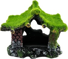 Aquarium Decoration House Resin Hollow Hideout Moss Betta Small Fish Tank Hide