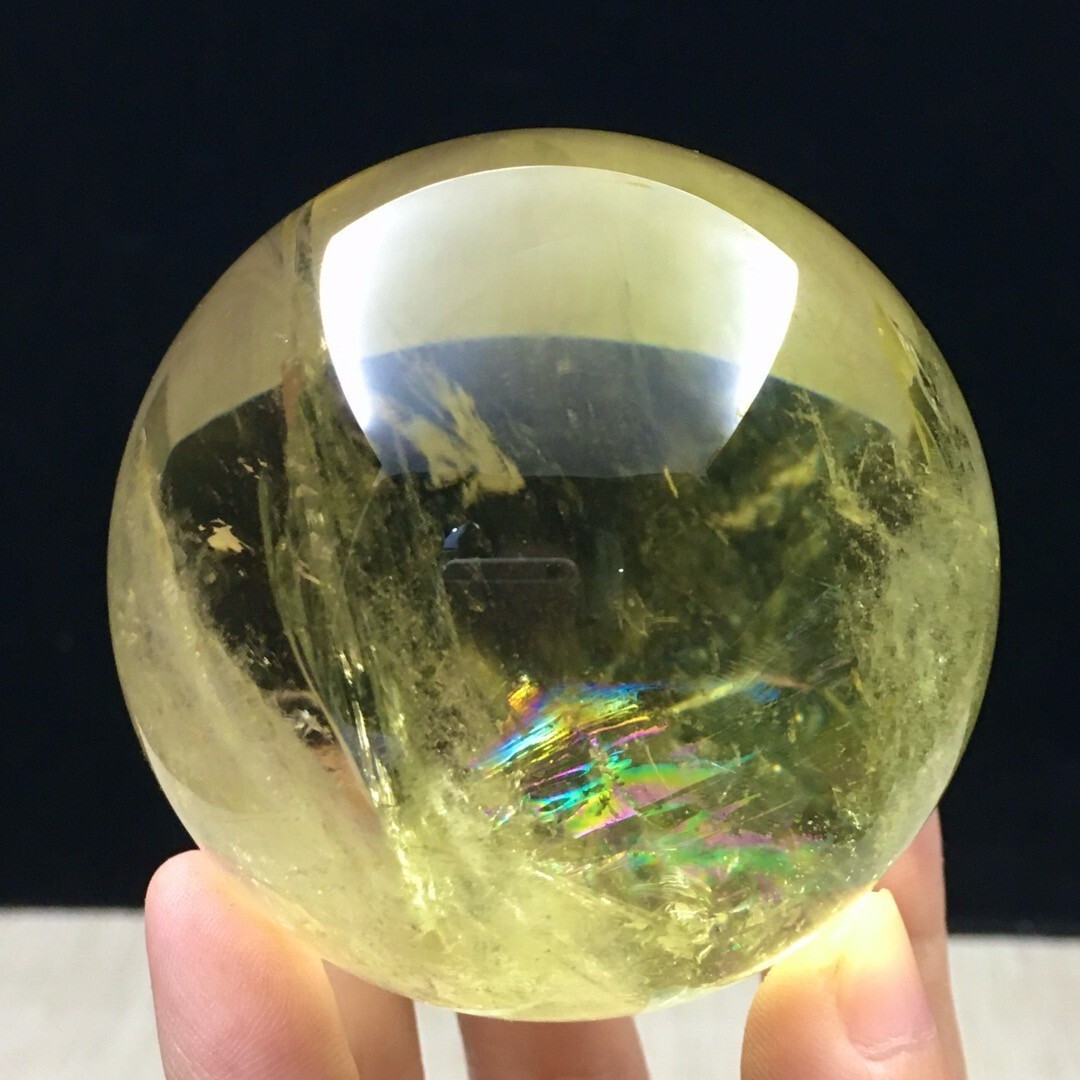 AAA+ Top Natural Citrine Quartz Sphere Rainbow Crystals Ball Reiki Healing 380g