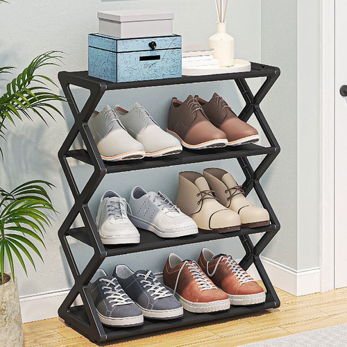 Shoe Rack X-Shaped Multi Layer Shoes Storage Organizer Space Saving Shoes Shelf - Picture 10 of 19