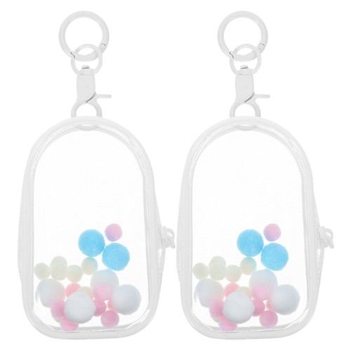 2 Pcs Bag Walk Clear Collectible Display Doll Keychain Case