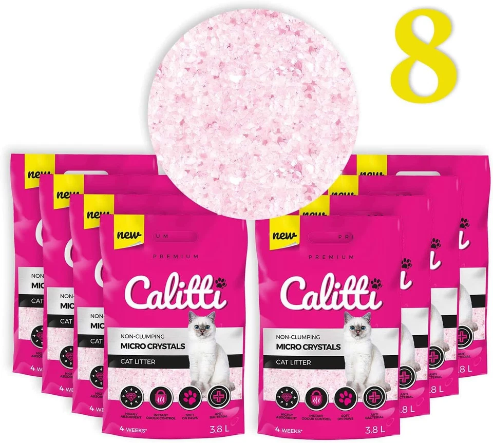 8 x 3,8L = 30,4L Calitti Micro Silikatstreu Katzenstreu Cat Staubfrei Klumpfrei - Bild 2 von 4