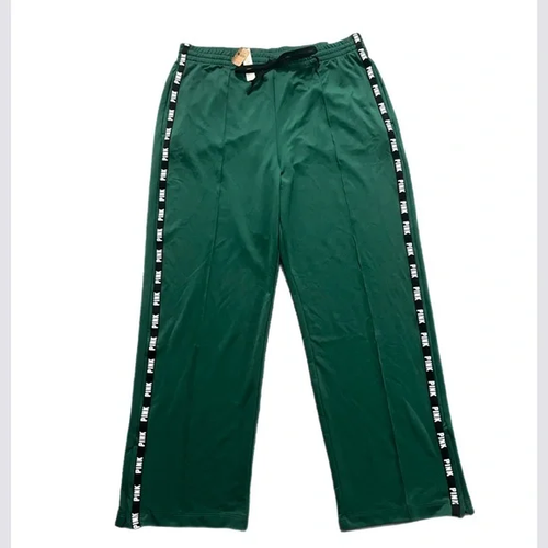 Victorias Secret PINK Active High Waist Wide Leg Track Pants Sweatpants Green - Picture 3 of 4