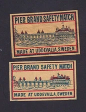 2 Antique Match Tag Sweden BN183486 Pier Brand