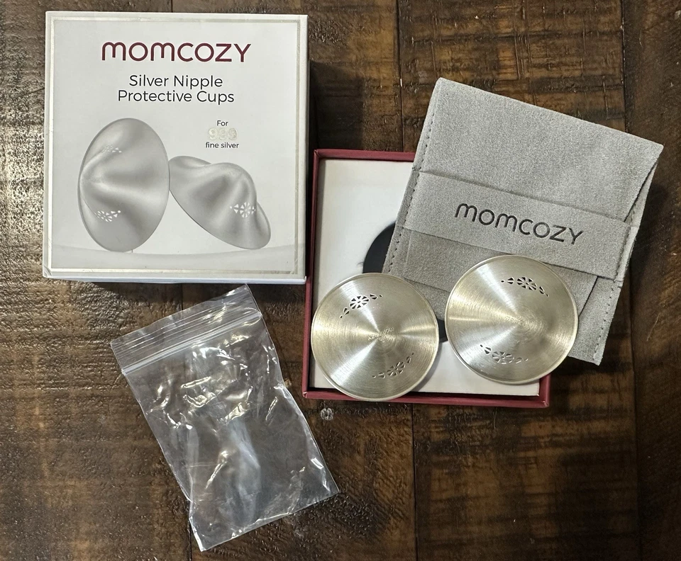 Tazas protectoras de pezón plateadas Momcozy - Tamaño regular - Cuidado de la lactancia materna Foto 3 de 3