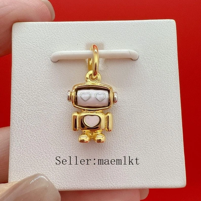 Nuevo Dije Colgante Robot Cara Girable Plata de Ley 925, Dije para Pulsera Foto 3 de 3