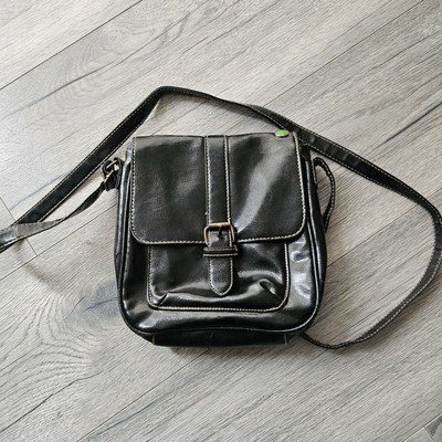 Matalan Damen Umhängetasche Messenger Bag Schwarz Grün Pin Top Zustand