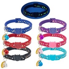 Cat Collar Breakaway with Bells - 6 Pack Glow in The Reflective without bow