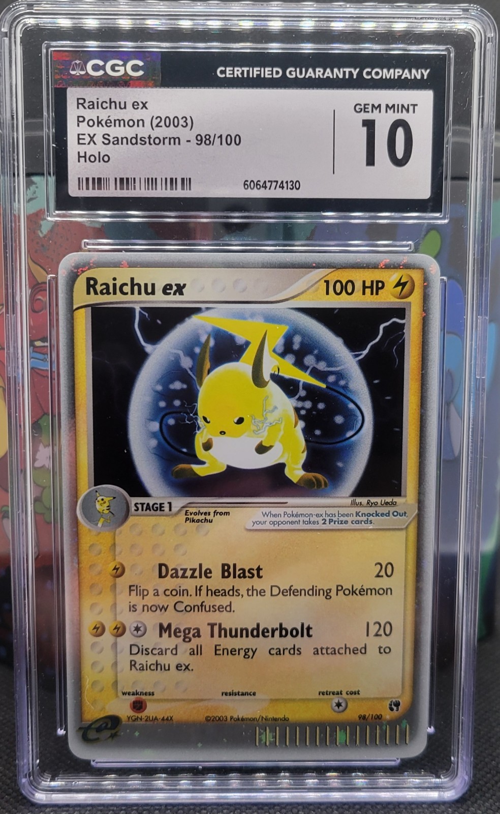 Raichu ex 98/100 Sandstorm Holo Cgc 10