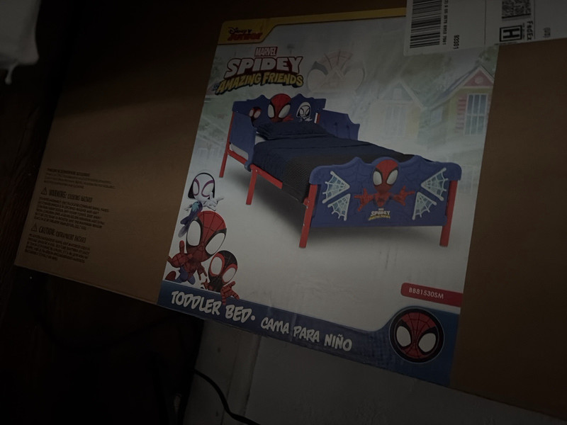 Disney Spider-Man Plastic Toddler Bed Frame w/ Guardrails Blue/Red