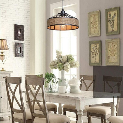 Vintage Retro Industrie Loft Hanfseil Eisen Pendelleuchte Deckenleuchte Retro Lampe UK - Bild 4 von 41