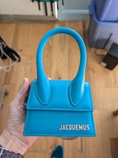 Authentic Jacquemus Le Chiquito Mini Bag Teal Blue Aqua Grey Strap