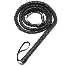 Black Whip for Halloween Costume - 6.5 Feet PU Leather Soft Prop Whip, Cat Woman