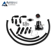 Universal Fuel Pressure Regulator Kit 100psi Guage An6 Fuel Line Hose Fittings