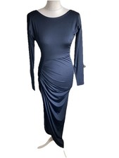 SCK The Label Navy Ruched long Backless Bodycon dress UK 10