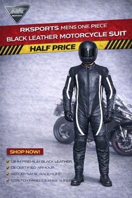 RKSPORTS KINDER & DAMEN EINTEILER SCHWARZ LEDER MOTORRADKOMBI HALBER PREIS SALE!