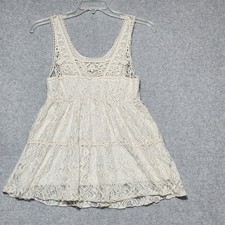 Babydoll Lace Top Size L Tank Cream White Coquette Fairy Romantic Boho Y2K