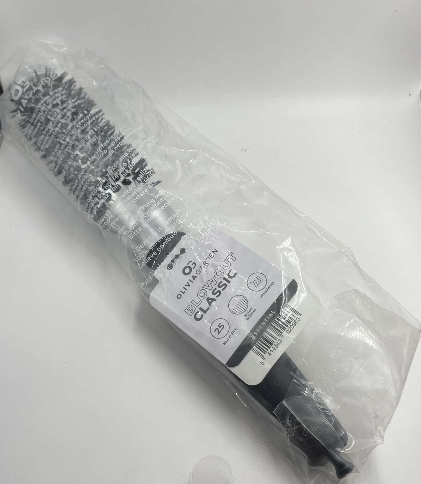 Olivia Garden Essential Blowout Classic Silver 25 mm Round Brush Heat Resist EJ
