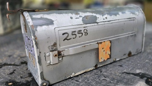 Vintage Jackes Evans Galvanized Steel Mailbox Rural US Mail St Louis Farmhouse