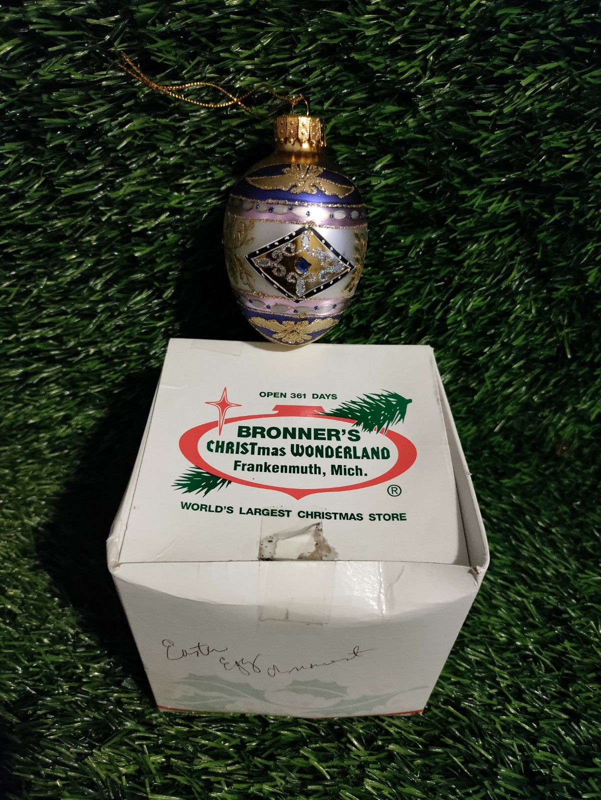 Vintage Bronner's CHRISTmas Wonderland Blown Egg Tree Ornament