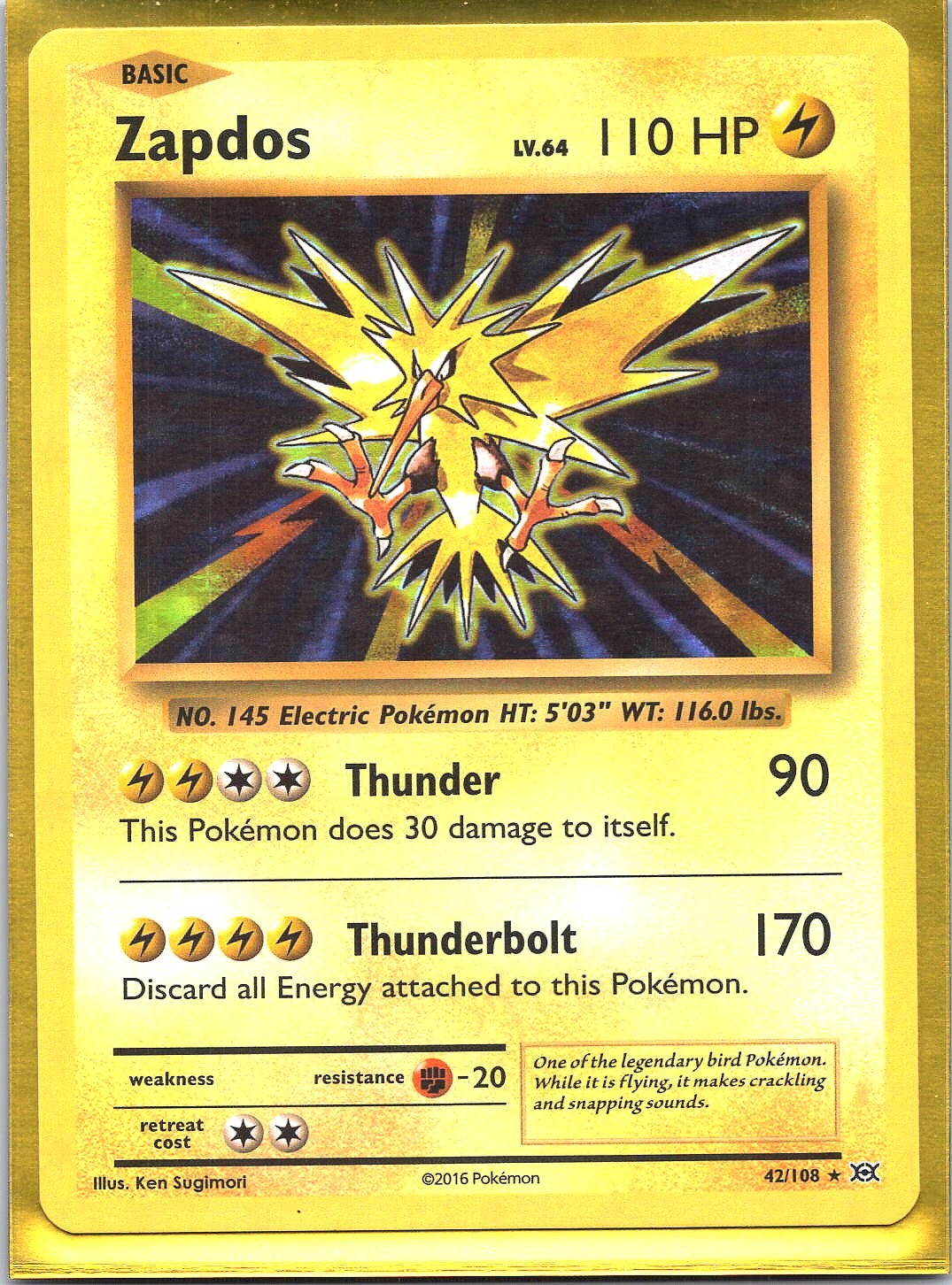 Zapdos Holo Rare XY - Evolutions 42/108 NM