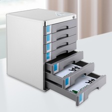 7 Drawer Metal Desktop Multidrawer Storage Organizer Cabinet Lockable ~ GREY