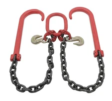Tow G80 Recovery V Chain w/ 3/8" x 2' Legs, 7100 Lbs, Two 15" J-Hook & Grab Hook