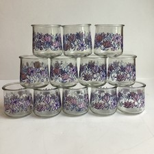 Oui Floral Yogurt Jars Glass Pink Blue Set Of 12 Empty Limited Edition Cups 5 oz