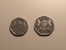 Botswana 25 Thebe Coins x 2.Both Sizes.1998 20mm & 2013 22mm.Good cond