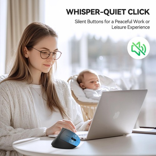 Ergonomic Mouse, Jiggler Bluetooth Wireless Vertical Mouse, 4800 DPI Silent M... - Picture 6 of 7