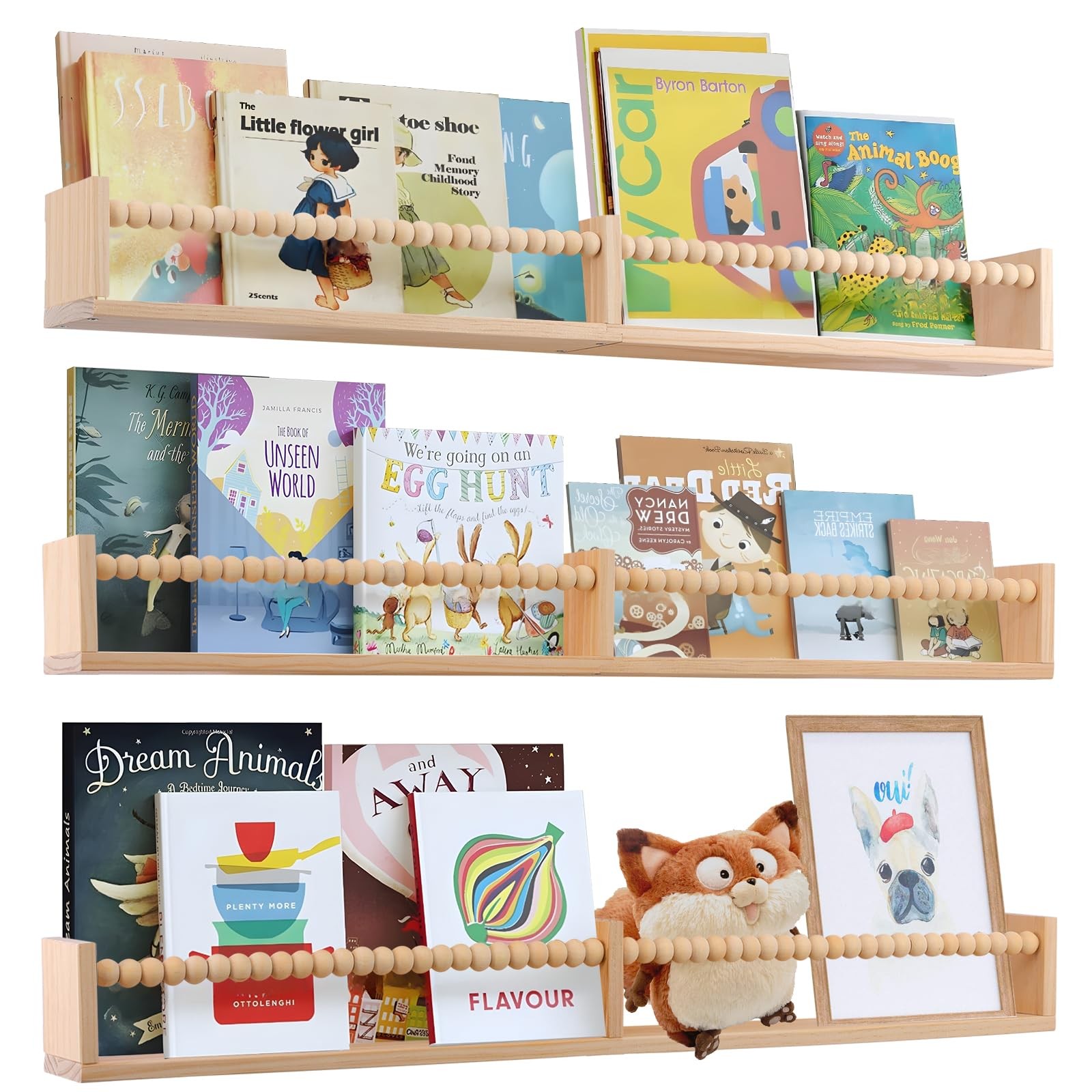 birola Nursery Book Shelves for Kids Rooms - 32 Inches Floating Wall Bookshelves