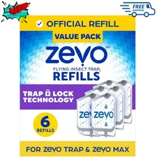 New Zevo Flying Insect Trap Refill Cartridges -Easy to Use (6 Refill Cartridges)
